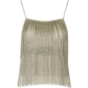 Topshop Silver Fringe Embellished Beaded Cami
